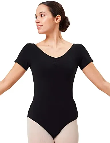 tanzmuster Ballett Trikot Damen Kurzarm in schwarz von tanzmuster