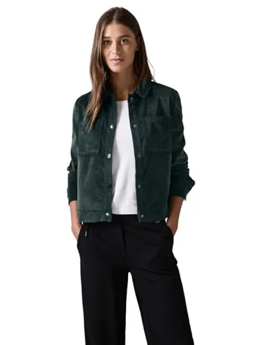 CECIL Damen B212236 Kurze Cordjacke, Malachite Green, XXL - Funktionsjacken mit Hemdkragen, leichten Materialien und praktischen Taschen – perfekt zum Überziehen für einen lässigen Look.