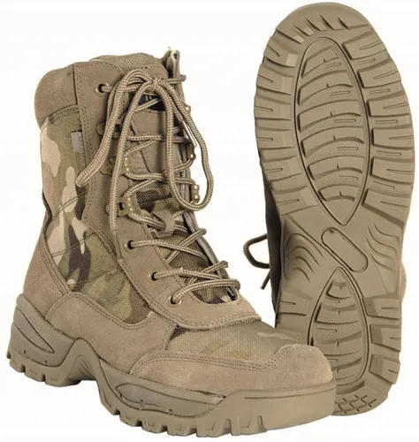 Tactical Boot mit YKK-Zipper 39 EU - Multicam - Robuste Stiefel für Polizei und Outdoor, ausgestattet mit YKK-Reißverschluss für schnelles An- und Ausziehen. Maximaler Tragekomfort und Sicherheit auf jedem Terrain.