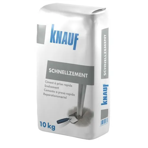 Knauf Frost und Wetter Beständig Schnell Zement, 10 kg - Rohe Baustoffe, gebrauchsfertiger Schnellmontage-Mörtel, der in nur 5 Minuten abbindet - ideal für schnelle Reparaturen und frostbeständig für Innen- und Außenbereiche.