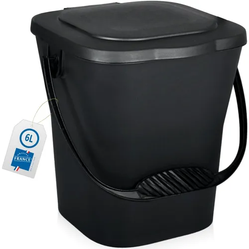 Biomülleimer 6L Komposteimer mit Deckel und Henkel Küche Biomüll Kompost Behälter Grau