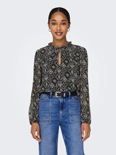 Onlditsy L/S Blouse WVN Noos - Stylische Damenbluse mit elastischem Bund und einem modischen All-Over-Muster, ideal für lässige und elegante Looks.