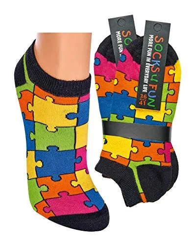 Socks4Fun Damen Sneaker Socken (2 Paar) witzig 42-47 Puzzle