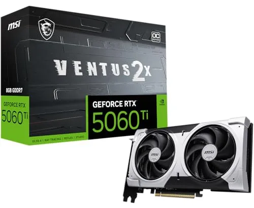MSI Gaming RTX 5060 Ti 8G Ventus 2X OC Plus Grafikkarte (8GB GDDR7,TBA-Bit, Extreme Performance:TBA MHz, DisplayPort x3 2.1a, HDMI 2.1b, NVIDIA Blackwell Architecture)
