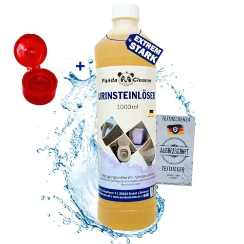 PandaCleaner Urinsteinentferner EXTRA STARK - 1L Toilettenreiniger extrem stark - Kalkreiniger extra stark - WC Reiniger für Klo, Bide & Urinal Reinigung mit Schrägdüse - Geruchskiller (1L)