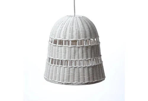 MARELIDA Lampenschirm - Weißer Rattan-Look - Hochwertiger Lampenschirm in Rattanoptik, handgefertigt für eine gemütliche Atmosphäre. Ideal für Essbereiche und Couchecken, bringt er stilvolles Licht in Dein Zuhause.