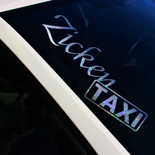 Frontscheibenaufkleber Zickentaxi Flakes Silber Hologramm Sticker Tuning FS135