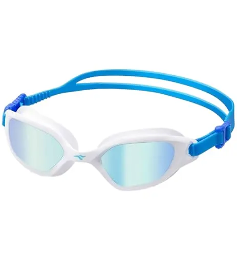 Aqua Speed EXCLIPSE Schwimmbrille für Schwimmverein & Freiwasser | UV-Schutz, Verspiegelt, Antibeschlag | Silikonband & Mikrofaserhandtuch | EXCLIPSE 51 Weiß