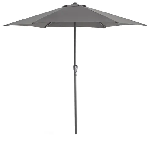 Sonnenschirm 270 cm Durchmesser, Schirm mit Kurbel für Balkon oder Terrasse, Marktschirm, Gartenschirm, Terrassenschirm, mit Windauslass, rund, dunkelgrau