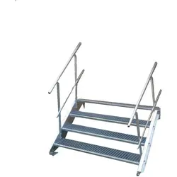 Stahltreppe 4 Stufen mit variablem Geländer 120cm