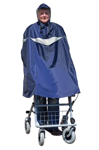 MPB SoNa24 Regenponcho für Rollator - Wasserfest und Sichtbar - Regenjacke für Herren, wasserfest mit doppelt verschweißten Nähten und Reflektorstreifen für gute Sichtbarkeit. Ideal für Rollator, Rollstuhl oder Fahrrad.