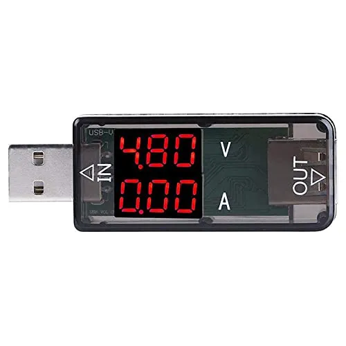 Akozon USB Tester USB Farbe LCD Voltmeter Amperemeter Stromzähler Multimeter Ladegerät USB Tester(Schwarz)