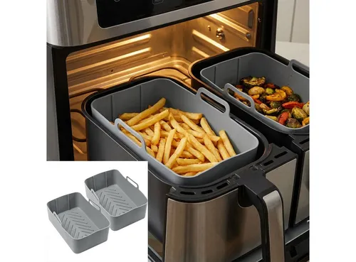 Casativo Silikonform Silikon Form für Heißluftfritteuse antihaft hitzebeständig 20x12,7x7cm, (2-tlg), Silikon-Airfryerform 4,5L, rechteckig, BPA-frei, 20x12,7x7 cm