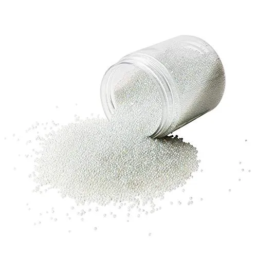 Ideen mit Herz Effekt-Glaskügelchen, Ø1mm bis Ø1,5mm, 125g, transparent-irisierend