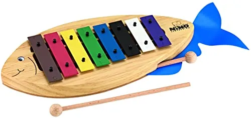 Nino Percussion NINO901 Glockenspiel - Schlagzeug & Schlagwerk, hochwertiges Kiefernholz mit farbcodierten Klangplatten für Kinder ab 3 Jahren – fördert musikalisches Lernen und Kreativität!