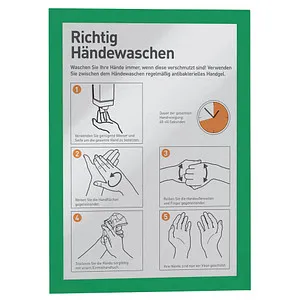 Durable Inforahmen 4869-05 Duraframe Magnetic, A4, grün - Sonstige Hüllen, ideal für metallische Oberflächen, leichtes Wechseln der Blätter durch Anheben einer Ecke, 5 Stück aus strapazierfähigem PVC.