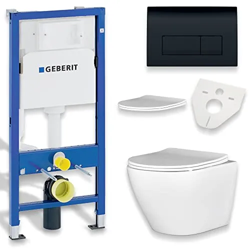 KOLMAN WC Set: Geberit Duofix Basic UP 100 mit Desna Wand-WC und Soft-Close Sitz - Spülkästen und WC-Set mit randloser Schüssel für einfache Reinigung und Soft-Close WC-Sitz für geräuschloses Schließen – ideal für Familien.