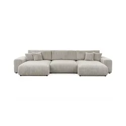 S-STYLE Wohnlandschaft Mollis in Grau – 350 cm Breite - Die S-STYLE Wohnlandschaft Mollis vereint modernes Design und hohen Komfort. Mit einer Breite von 350 cm bietet sie viel Platz zum Entspannen. Ideal für Ihr Wohnzimmer!