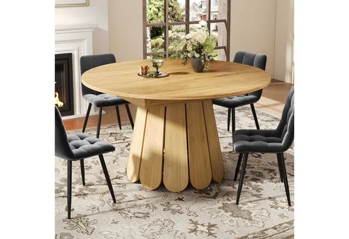 BlingBin Esstisch Ausziehbarer runder Esstisch Küchentisch (1-St., 118–158 cm aus MDF mit stabiler Konstruktion – Vintage Holzoptik), platzsparendes Auszugssystem, ideal für Küche, Esszimmer & Wohnzimmer