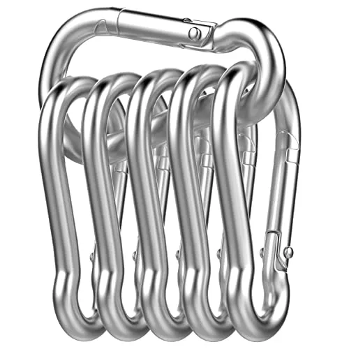 Uootach Karabinerhaken, Federkarabiner aus Edelstahl 304, Sichere Tragfähigkeit 140 kg, Feder geschlossen 60 * 30 * 5.9MM, Karabiner für Hängematten, Camping, Angeln, Markisen