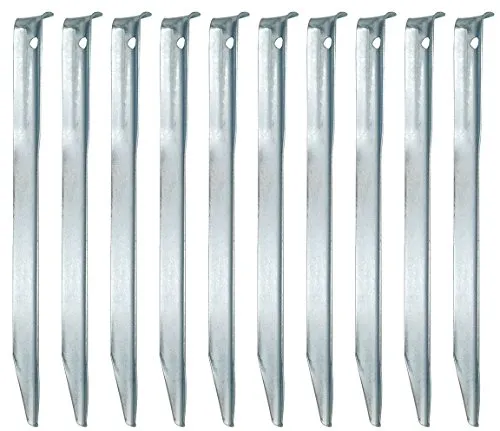 AMANKA 10 XL Stahl Zelt-Heringe V-Profil 230x23mm stabile Zeltnägel Sand-Boden Camping Set Erdnägel leicht lang verzinkt