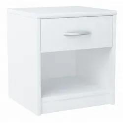 Matkam Möbel Nachttisch - Eleganter Nachtschrank in Weiß - Nachttische im modernen Design, kompakte Maße und viel Stauraum dank Schublade und Ablagefach, ideal für kleine Schlafzimmer.