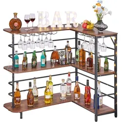 VEVOR L-Förmige Hausbar mit Stauraum – Bartheke für Weinliebhaber