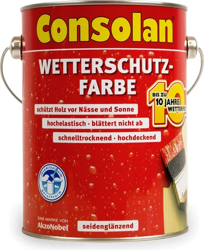 Consolan Wetterschutzfarbe 750 ml Rotbraun Deckend Außen Dauer Holzschutz
