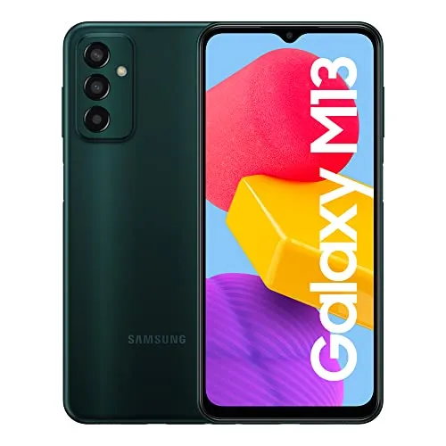 Samsung Galaxy M13 - 64GB, 4GB RAM, Deep Green - Simlockfreies Handy mit 6,6-Zoll-FHD+-Display und 50 MP Hauptkamera für beeindruckende Fotos. Ideal für Multimedia und Gaming mit großem Speicherplatz und leistungsstarkem Octa-Core-Prozessor.