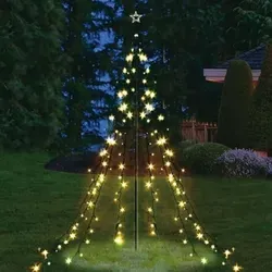 Garten-Lichterpyramide mit 200 LEDs - Weihnachtsbeleuchtung: 2,2m hohe Lichterpyramide mit 200 warmweißen LEDs, ideal für festliche Garten- und Innenraumdekoration.
