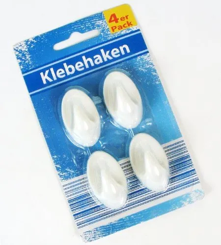 Unbekannt 4 Haken weiß, Liliput 4cm, aus Kunststoff, Klebehaken selbstklebend