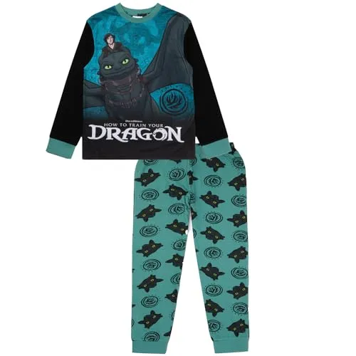 How To Train Your Dragon Schlafanzug für Jungen, Nachtwäsche-Set mit Ohne- und Schluckauf, Kinder-Nachtwäsche im Alter von 5–6 bis 12–13 Jahren, blau, 7-8 Years