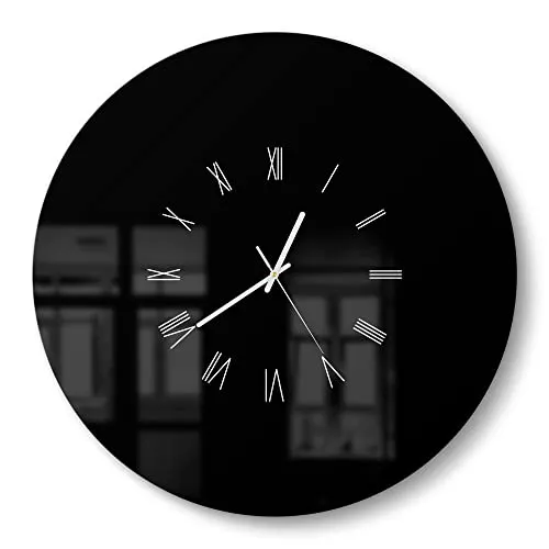 DEQORI Glasuhr - Runde XXL Design Uhr in Schwarz - Wanduhr aus bruchsicherem Glas mit 3D-Tiefeneffekt, ideal für Wohnzimmer & Küche. Inklusive Wandhalterung für einfachen Aufbau.