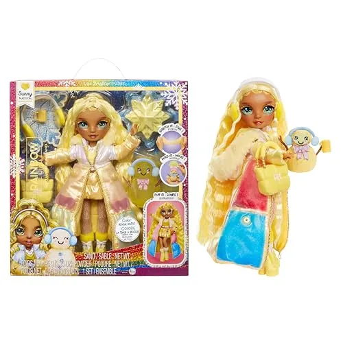MGA Rainbow High Winter Wonderland Doll - Gelbe Puppe für Winterabenteuer, perfekt für kreative Rollenspiele