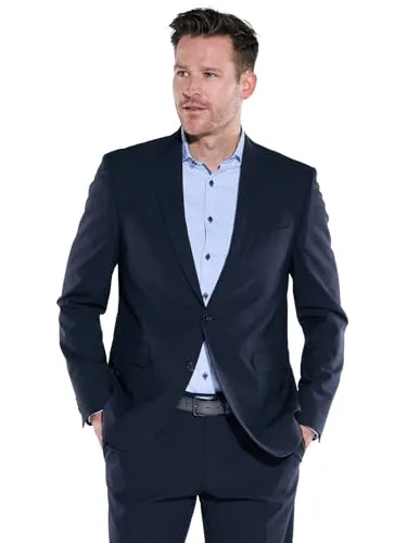 engbers Herren Anzug-Sakko Slim Fit Saphirblau Größe 50 - Anzugjacke für Herren im dezenten Karo-Design, ideal für elegante Anlässe, mit zwei Knöpfen und praktischen Innentaschen.