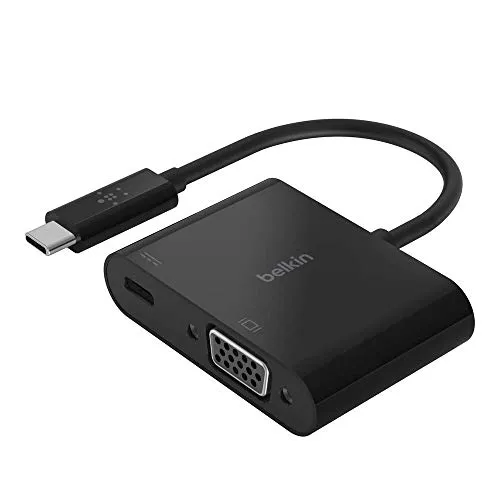 Belkin USB-C/VGA-Ladeadapter - USB Hub mit 60W Ladefunktion und HD-Videoauflösung bis 1080p, ideal für MacBook Pro und andere USB-C-Geräte.