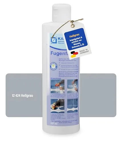 Karl Dahm® Fugenfärber Hellgrau 237 ml – Hochwertige Fugenfarbe für Innen & Außen - Klebemittel & Dichtstoffe: Wasser- und schmutzabweisende Fugenfarbe für eine einfache Anwendung und langanhaltenden Schutz der Fugen.