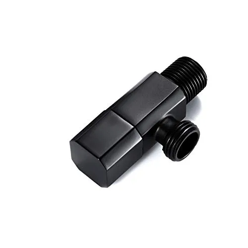 Eckventil Messing 1/2 x 3/8 Zoll inkl. Eckige Rosette Eckregulierventil Schwarz Ventil Bad Küche Regulierventil