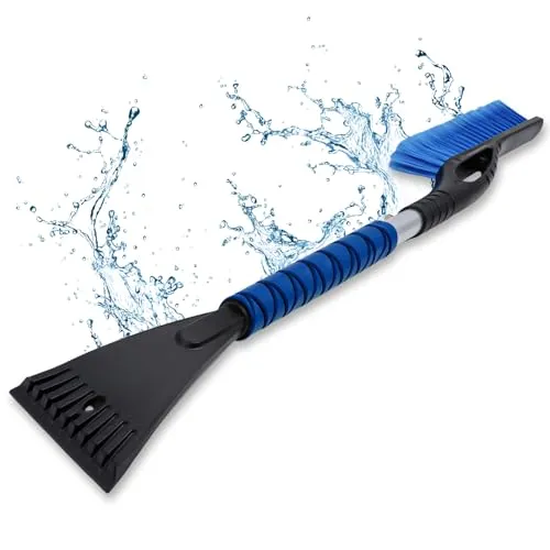 CNMTCCO Eiskratzer Auto mit Besen, Schneebesen Abnehmbarer, 68CM Lang Lackschonende Borsten und Große Kante, Ergonomischer Profi Schneebesen Auto, Auto Winter Zubehoer, Scheibenkratzer Auto