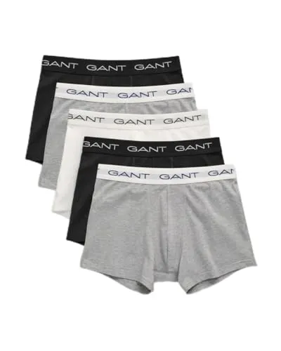 GANT Herren Trunk 5-Pack Boxershorts, Light Grey Melange, L