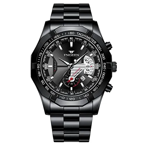 JewelryWe Herrenuhr Edelstahl Quarz Analog Armbanduhr 30M Wasserdicht Business Causual Uhr mit Datum Kalender und Leuchtend Zeiger Geschenk für Männer Junge