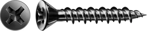 SPAX Trockenbauschraube GIX-C - Vollgewinde, Spitzer Fräskopf, Kreuzschlitz, Nadelspitze Schraubenlänge in mm: 19 mm|Gewindeform: Vollgewinde|Oberfläche: Phosphatiert schwarz|Inhalt / Paket: 1000 Stück|Kopfform: Senkkopf