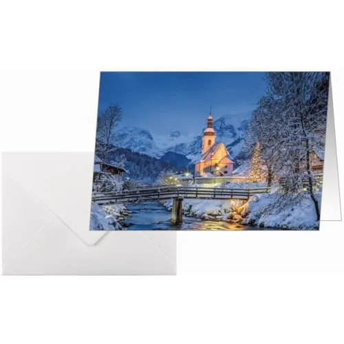 SIGEL DS097 Weihnachtskarten-Set Bavarian Christmas, A6, 25 Karten mit Umschlägen, ideal zum Bedrucken, aus nachhaltigem Papier