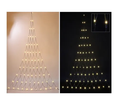 LED Lichternetz Tannenbaum - 175 cm, warm-weiß mit 66 LEDs, ideal für Innen- und Außenbereich, inkl. Timer für einfaches Dekorieren