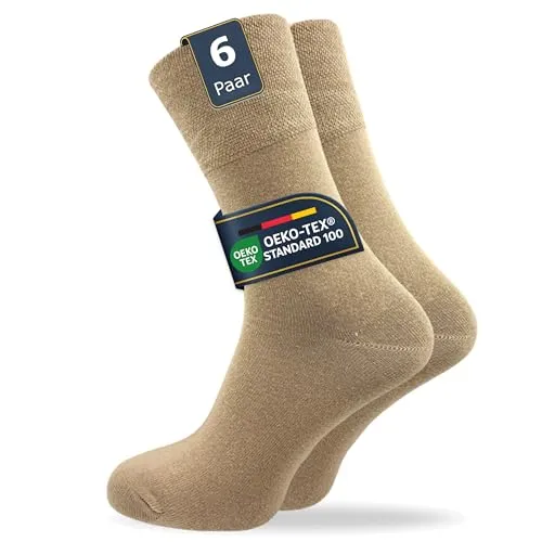 GAWILO Herren Socken (6er-Pack) ohne Gummidruck | extra weiter Komfortbund | Business & Freizeit (47-50, braun)