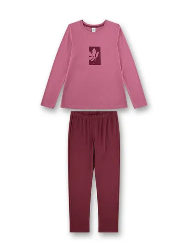Sanetta Kinder-Pyjama in Rosa/Rot, Größe 152 - Bequemer Sanetta Kinder-Pyjama in Rosa/Rot – aus 100% Baumwolle für ein angenehmes Tragegefühl, mit elastischem Bund und langärmligem Design für süße Träume.