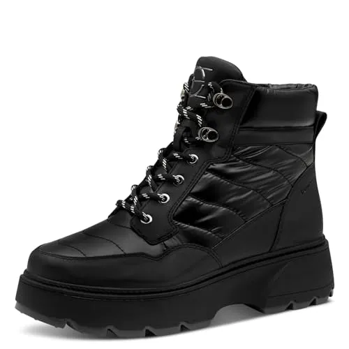 Tamaris Damen Schnürboot Schwarz - Vegan und Stilvoll - Stylischer veganer Schnürboot von Tamaris aus Synthetik. Ausgestattet mit Reißverschluss und einem textilen Wechselfußbett für hohen Komfort. Ideal für modebewusste Frauen.