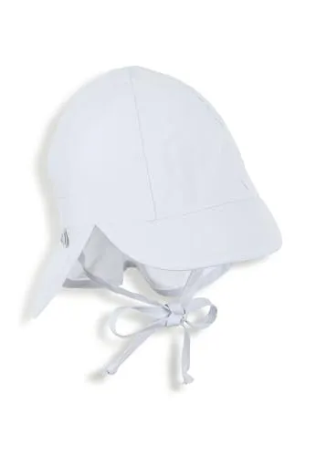 Sterntaler Schirmmütze Nacken Basic - Unisex Baby- und Kinder Mütze mit Nackenschutz - UV-Schutz 50+ Hut aus Popeline (Bio) - leichte Sommer Kopfbedeckung mit Gummiband - weiß, Größe 51
