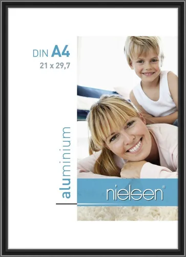 Alurahmen Classic 21x29,7 cm eloxal schwarz - Moderner Bilderrahmen aus Aluminium, ideal für DIN A4 Fotos. Perfekt für jeden Raum und verleiht Ihren Bildern einen eleganten Touch.