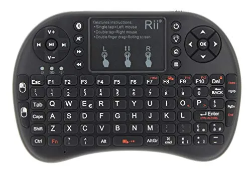 Produktbild Rii Mini i8+ Bluetooth + Wireless (italienisches Layout) – Mini-Tastatur mit Touchpad, USB Wireless + Bluetooth, kompatibel mit Smart TV, TV-Box, Tablet, Smartphone, Konsole, PC, Fire TV